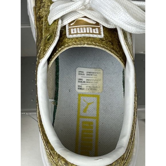 Puma Women's Basket Platform Gold Glitter Sneakers 364093-02 Size 7 - Picture 5 of 9
